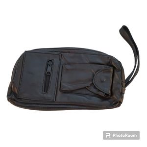 Vintage Genuine Leather Black Wristlet
